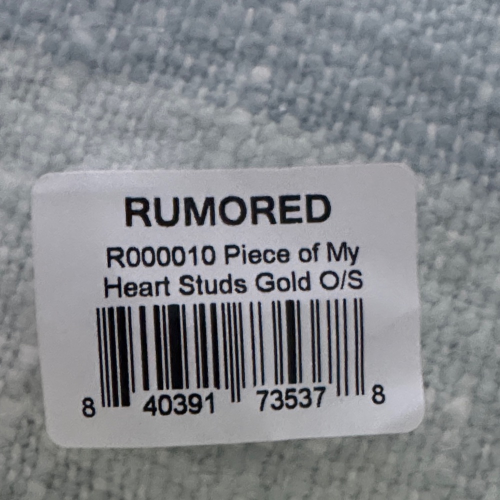 Rumored Piece of My Heart Gold Heart Stud Earrings Minimalist NWT Quiet Luxury - Picture 3 of 5